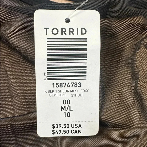 NWT Torrid Ruched Mesh One Shoulder Contrast Lining Top- Black 00 NWT - Picture 11 of 11